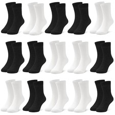 15 Pairs Toddler Socks Kids Crew Mid Calf Dress Socks 4-7 Years 02-black,white