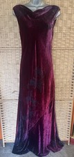 Rare Burgundy  90s English Eccentrics Helen David Long Velvet bias cut Dress 
