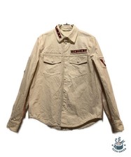 VALENTINO Beaded military shirt Size: 46 White x red Men