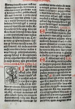 Oryginalna poczta Arkusz inkunabla Brevarium Pataviensis kl. Drzeworyt - 1508