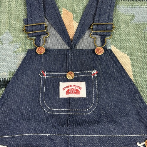 NWT Round House Raw Denim Blue Overalls Youth Kids Size 5 Made In USA Workwear - Picture 2 of 7