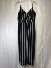 Guess Women s Black White Striped Jumpsuit Sz...
