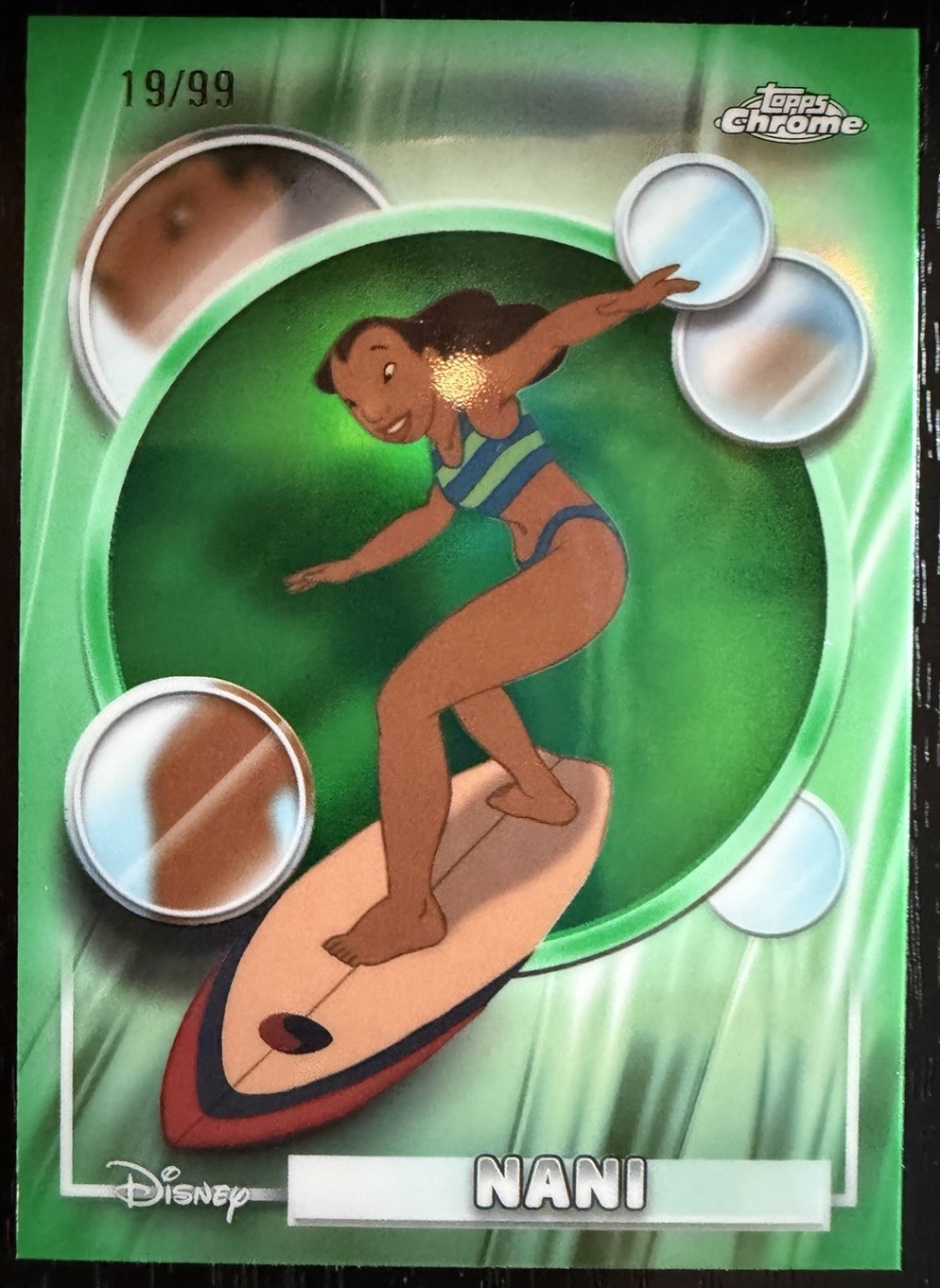 2025 Topps Chrome Disney Nani Green Refractor #19/99 Lilo & Stitch SSP