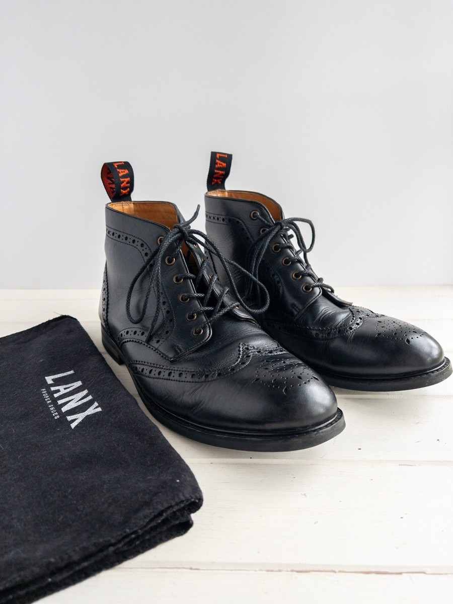 HOT Lanx Mens Blue Brogue Boots Lanx Mens Leather Boots On - Main Image