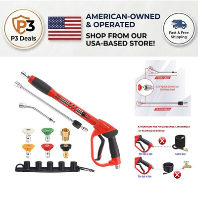 #ad High Performance Pressure Washer Gun – 5000 PSI with Curved Extension Wand $71.99