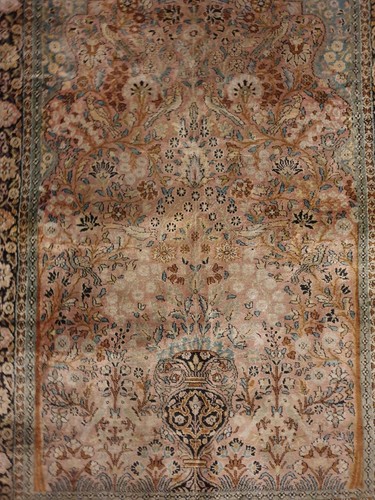 Seiden Handgeknüpfter Orientteppich LEBENSBAUM 124×192cm Vintage Seide Teppich - Bild 5 von 24