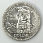 1958 Canada 80% Silver .800 Dollar Coin TOTEM HIGHER GRADE AU Canadian x0.6