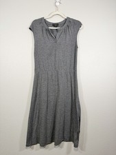 Banana Republic Dress Short Sleeves Button Top Charcoal Gray Jersey Soft Women M