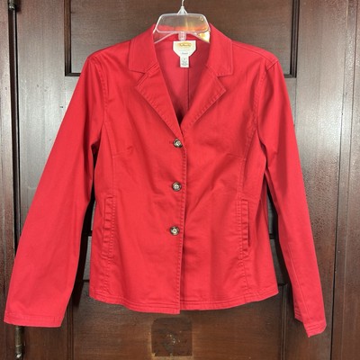 Talbots Stretch Blazer Women's 8 Red Jacket Unlined Pockets Preppy Office