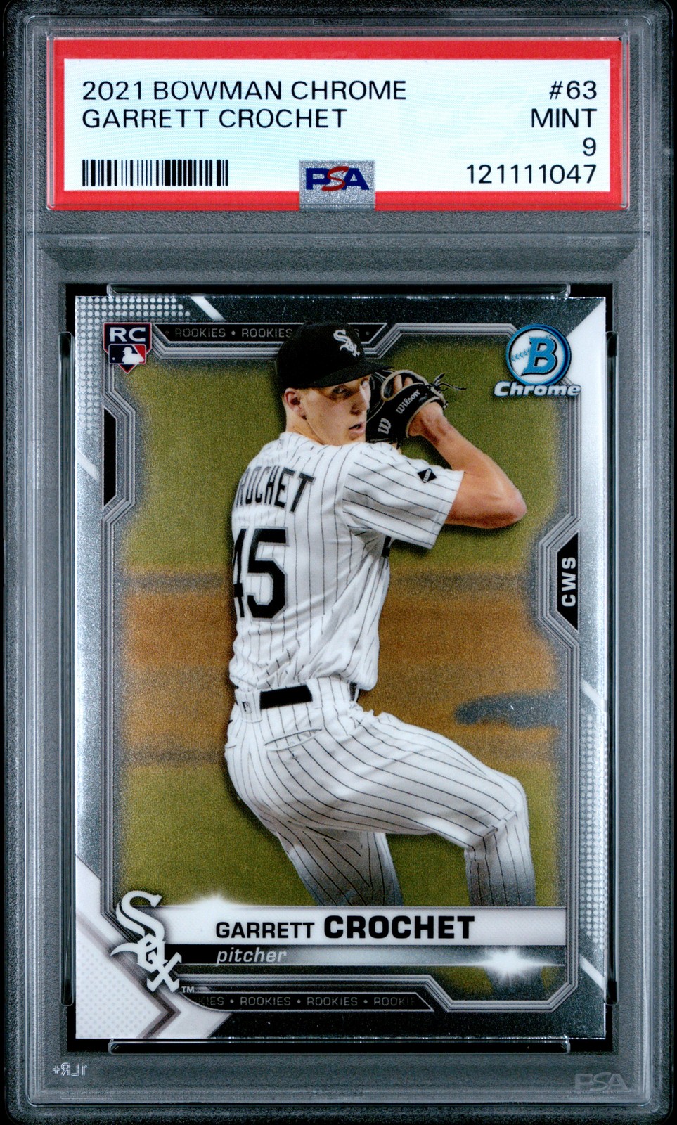 2021 BOWMAN CHROME #63 GARRETT CROCHET ROOKIE RC PSA 9