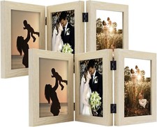 Golden State Art, 5x7 Three Picture Frame Trifold Hinged Photo Frame with 3 O...