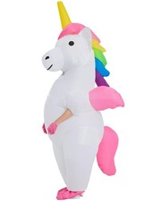 JYZCOS Winged Rainbow Unicorn Inflatable Costume Adult Size Blow Up Suit Hall...