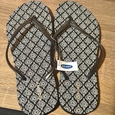 Old Navy Women's Size 9 Black/White Geometric Flip Flop Sandals Leather