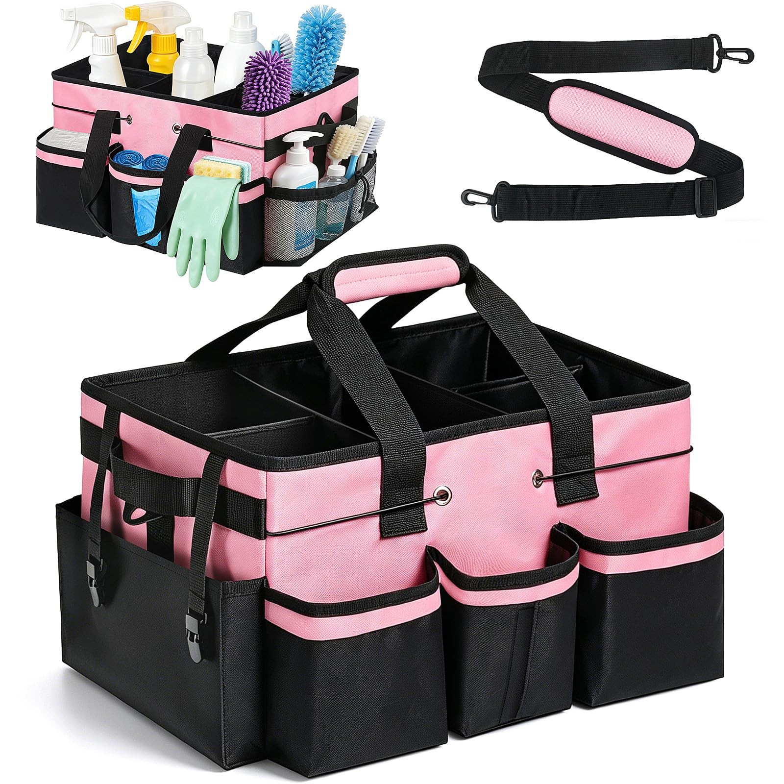Wearable Large Cleaning Caddy Bag with Dividers Household Supplies Organizer