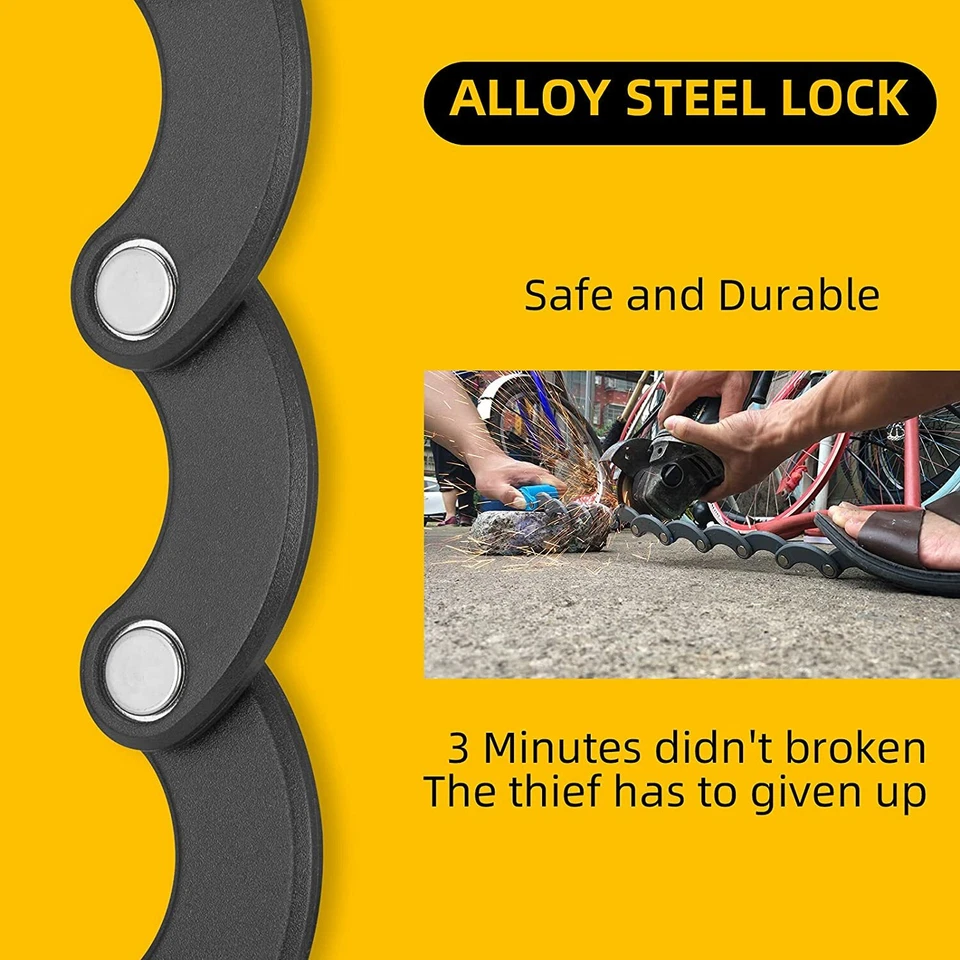 ROCKBROS Anti Theft Bicycle Hamburger Lock Folding Chain Lock MTB Road Bike Lock - Image 4 of 4