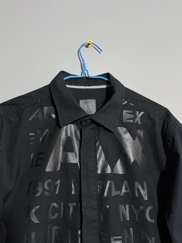 Armani Exchange Big Logo Black Button up Shirt - Picture 6 of 11