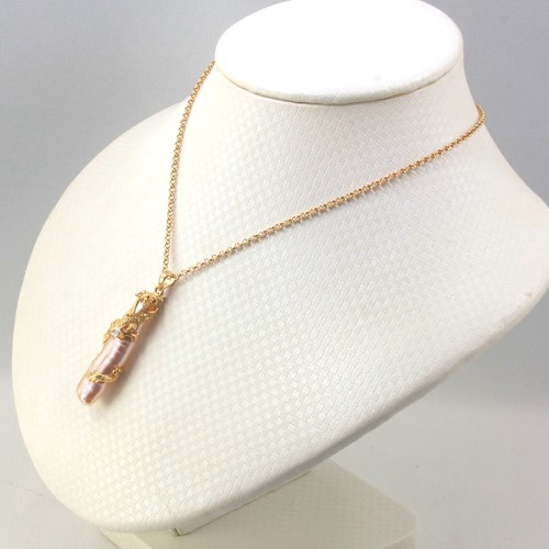 Dragon Wrapped Biwa Pearl Pendant – 14k Yellow Gold with Diamond - Picture 7 of 14