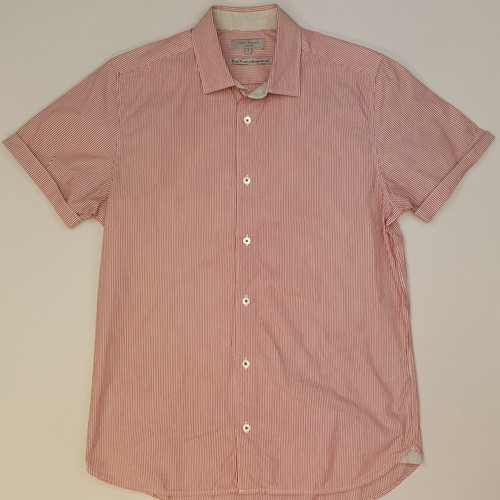Ted Baker Shirt Short Sleeve Size 3 Fits Like SMALL Slim Fit Pink Striped