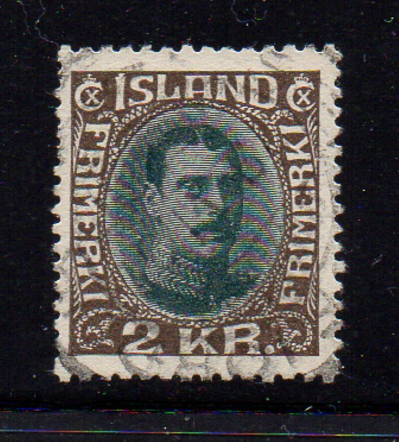 Iceland Sc 186 1931 2 kr chocolate & green Christian X  stamp used