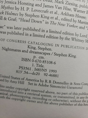 Stephen King Nightmares and Dreamscapes TRUE First Edition $27.50 VIKING - Imagen 4 de 8