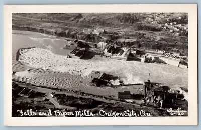 #ad #ad Oregon City Oregon OR Postcard RPPC Photo Falls And Paper Mills Christian c1910s $19.47