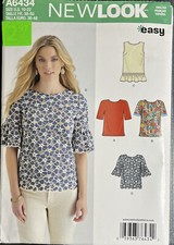 New Look A6434 Size 10-22 Women's Blouse Easy 4 Styles Pattern Uncut