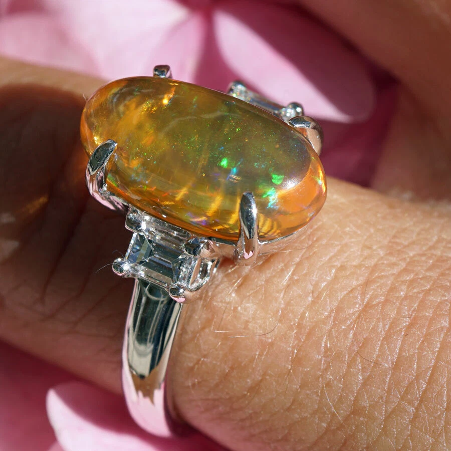 Edelopal Diamant Ring in 900er Platin...Die Farbe GELB steht für Reichtum...4.25 - Bild 2 von 4