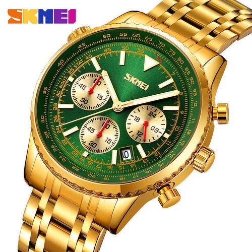 SKMEI Men Brand Watch Chronograph Multifunction Quartz Wristwatch Steel Watches - Picture 17 of 28