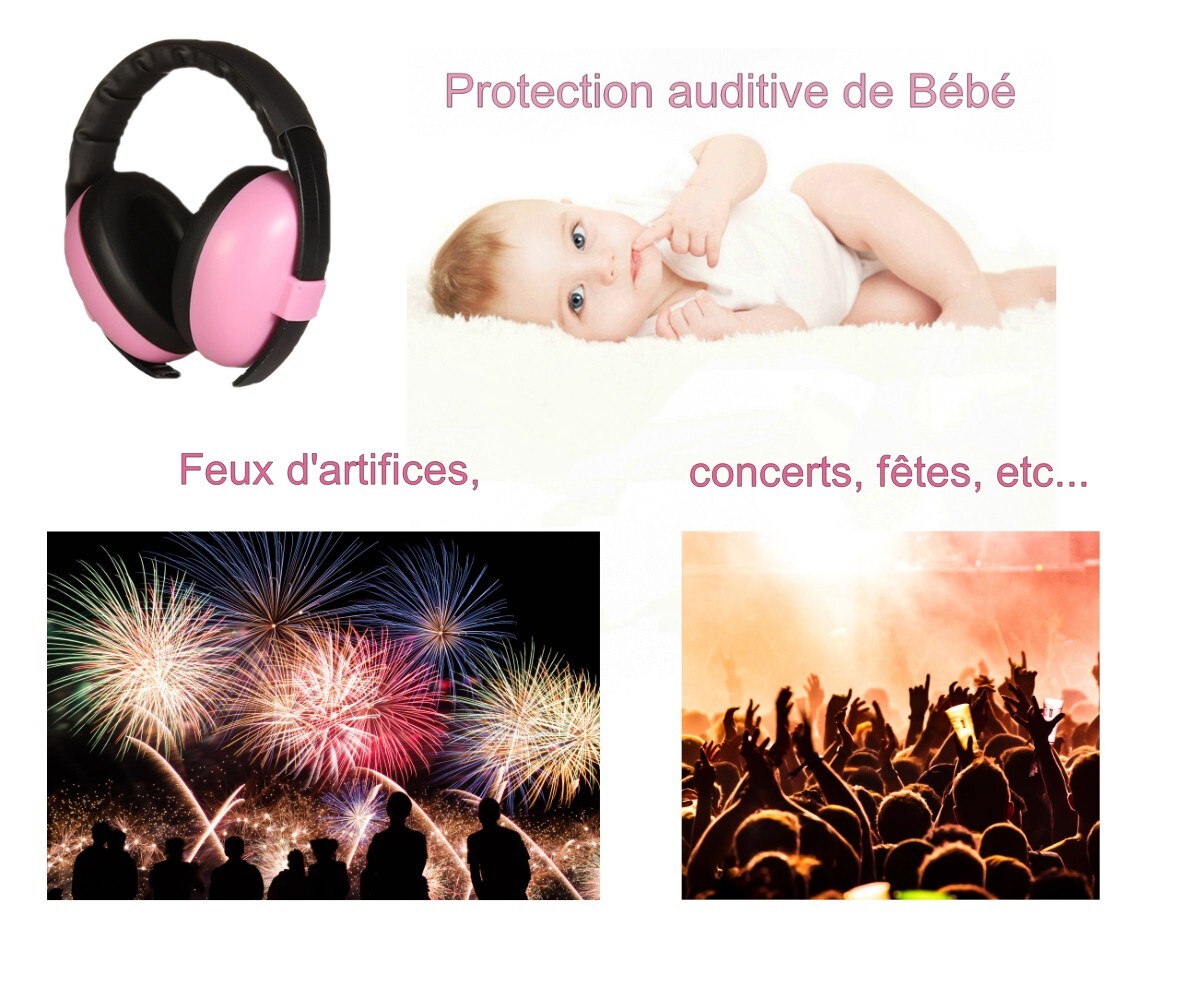 Casque anti-bruit rose protection auditive cache oreille bébé - 3