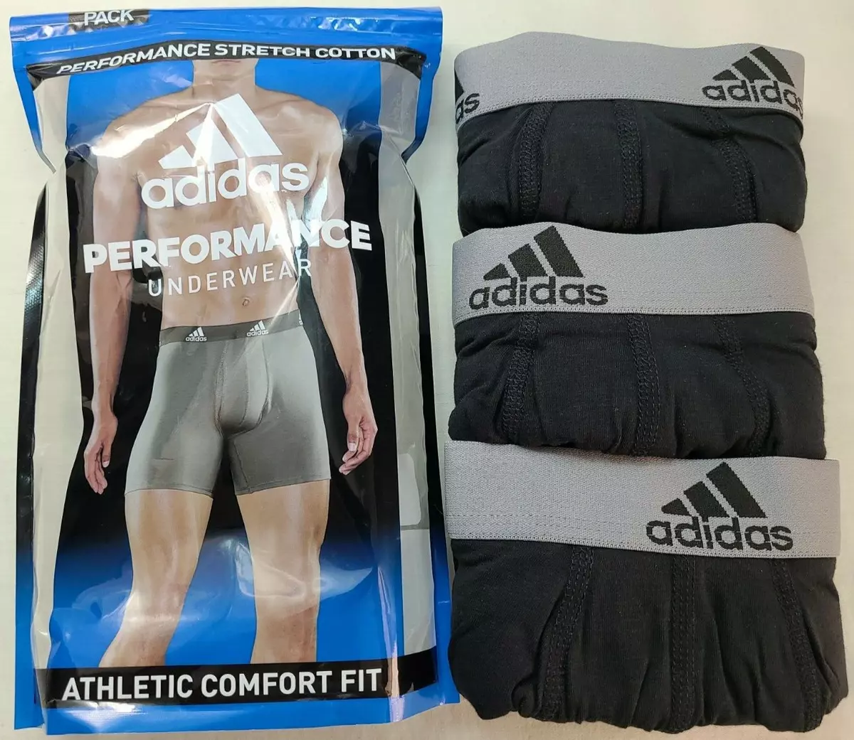 36-38 Boxer Adidas Performance eBay MSRP$30 Men\'s Pack Underwear | 3 Black Large Briefs