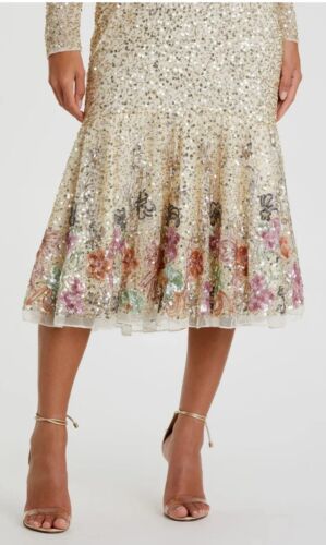 Vestido midi Mac Duggal A5589 envolvente sintético manga larga hasta el té lentejuelas cuentas 6 - Imagen 2 de 13