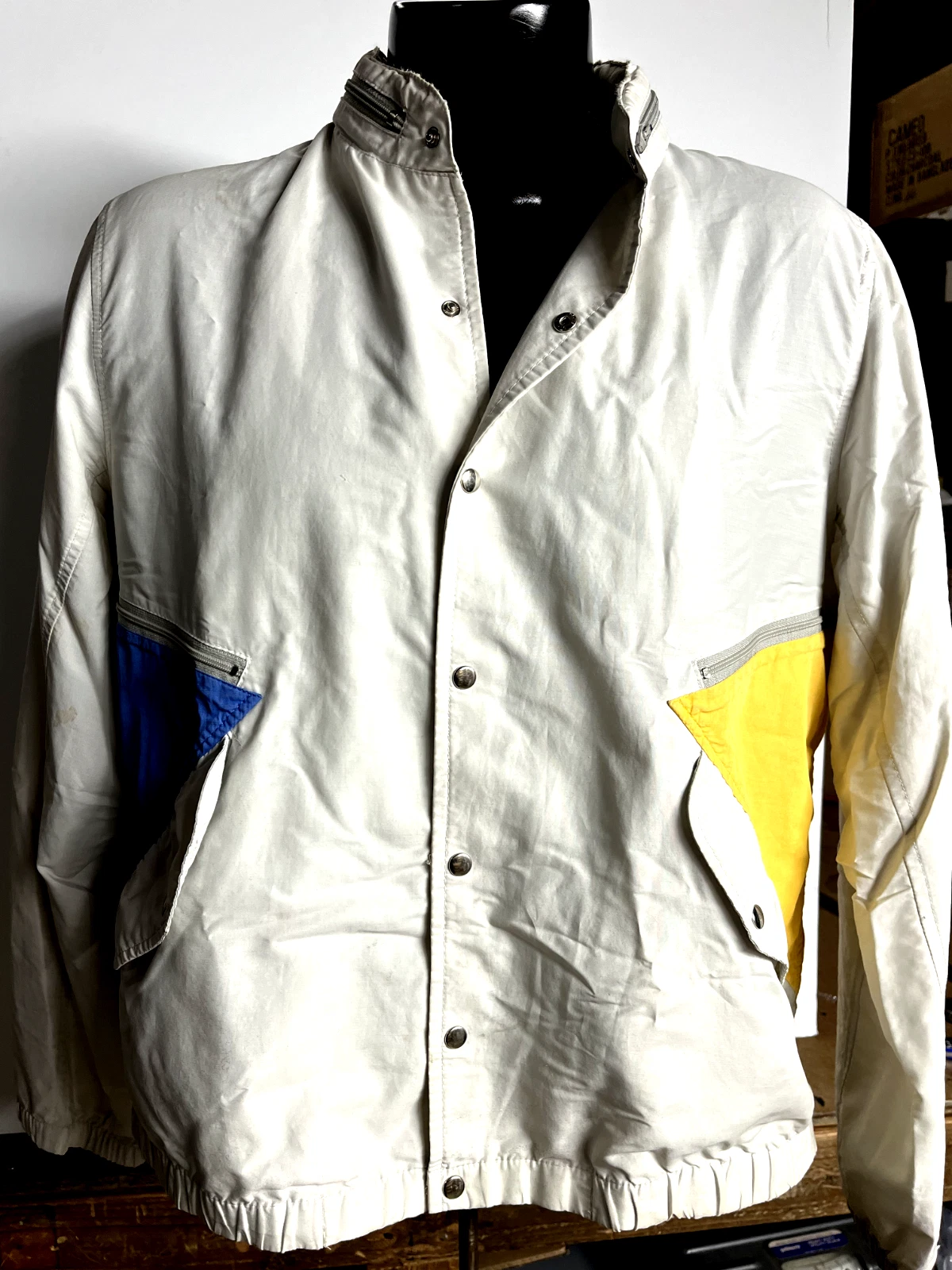 Vintage 80s RUFFINI SPORT Cotton Blend Windbreaker PREPPY Style Snap Front MED