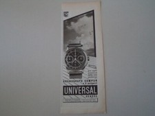 advertising Pubblicità 1940 OROLOGIO CRONOGRAFO UNIVERSAL GENEVE COMPUR