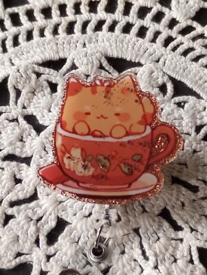 Kitty, Cat, Nurse, RN, CNA, Teacher, Glitter Badge real, Badge Holder