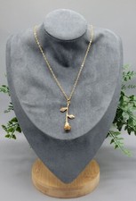 Gold Tone Dainty Floral Rose Dangle Pendant Mom Wife Gift Necklace N1C