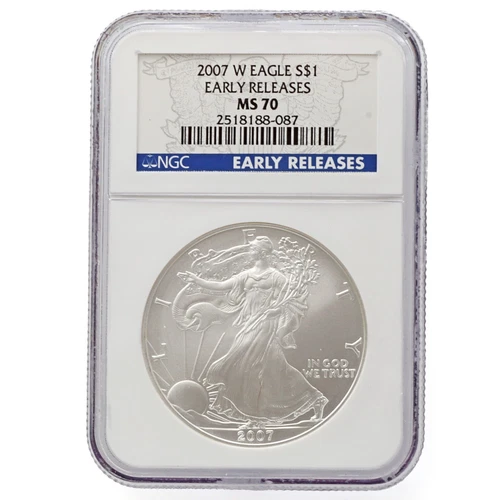 2007-W Burnished $1 Silver American Eagle NGC MS 70 Early Release