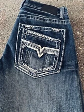 GS-115 Doheny Slim Fit Jeans Thick Stitch Distressed Men's Jeans Size 32x31