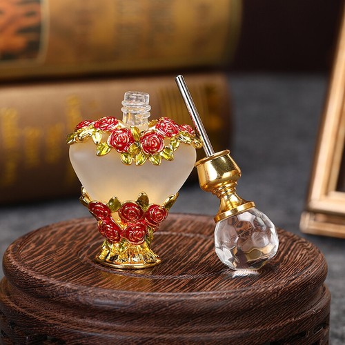 Crystal Glass Perfume Bottle 5ml Rose Heart Lady Comestic Container Collectible - Picture 11 of 15