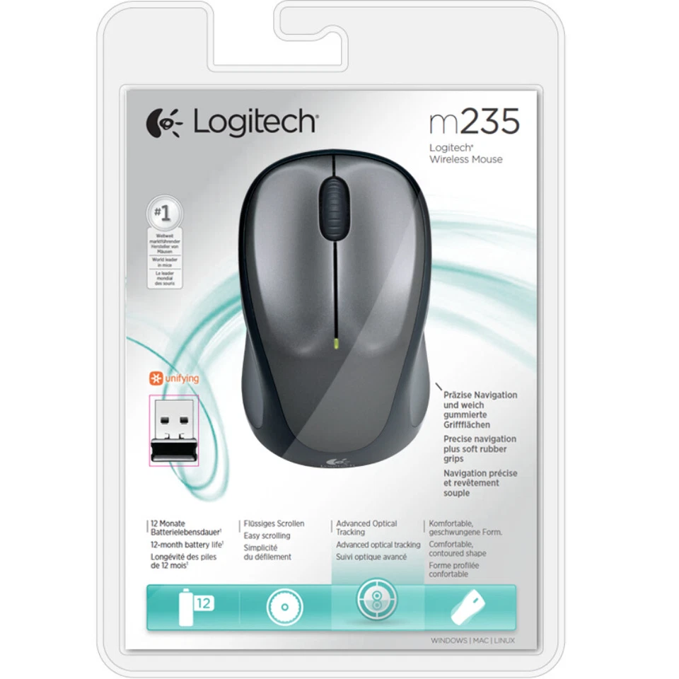 Logitech Wireless Mouse M235 Optical 1000 DPI 2.4 GHz USB Wireless Receiver - Image 4 of 4