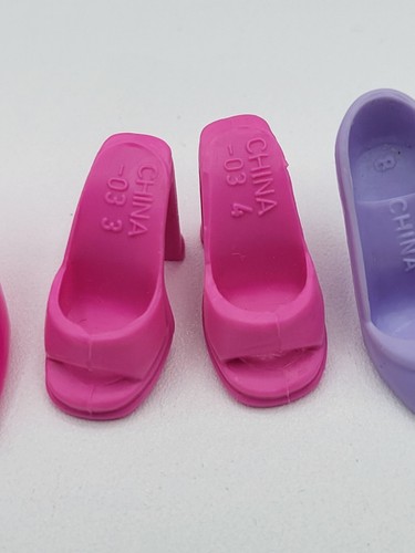 Mix Lot 2000's Barbie Doll Shoes Open Mules Slides Heels Pink Purple Made China - Picture 10 of 17