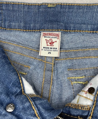 Pantalones de mezclilla True Religion para mujer talla 25 Becky acampanados lavado claro desgastados - Imagen 3 de 7