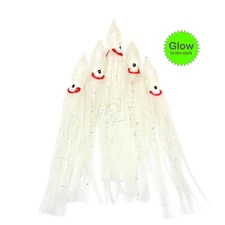 Fish WOW! GLOW 4.75" Fishing Squid Skirts Octopus Hoochies Soft Lures 12cm lot