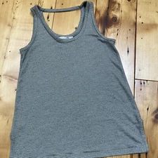 LOFT Tank Top XS Green Beige Stripe Rayon Spandex Side Slits Tunic