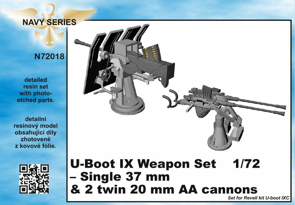 CMK 129-N72018 - 1:72 U-Boot IX Weapon Set-Single AA for Revell kit - Neu