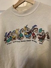 Vtg Walt Disney  s Snow White and the Seven Dwarfs T Shirt Sweatshirt White Jerry