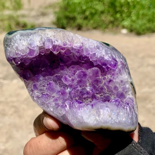 Geoda de amatista natural 290G cuarzo racimo cristal espécimen curación - Imagen 12 de 22