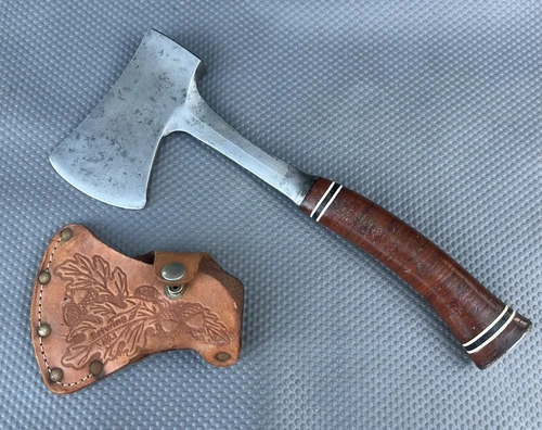 Vintage Estwing 24A Camp Axe Hatchet Leather Stacked Handle w/ Sheath