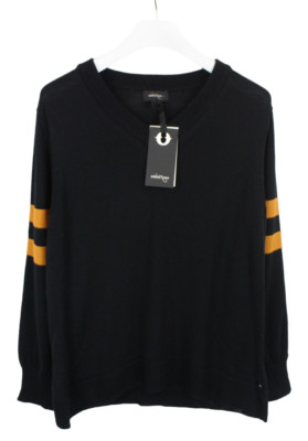 Ottod'ame Pullover Damen UK 14 aus Wollmischung Gestrickt V-Ausschnitt Schwarz