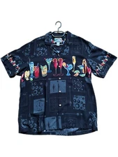 VINTAGE Paradise Found Hawaiian Shirt Men's X-Large Cocktails Short Sleeve