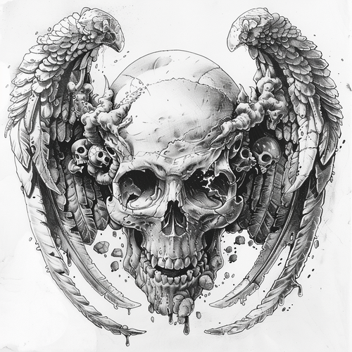 Gothic Skull Art Transfer for Clothes Upcycling Tees Jackets Jeans Cushions